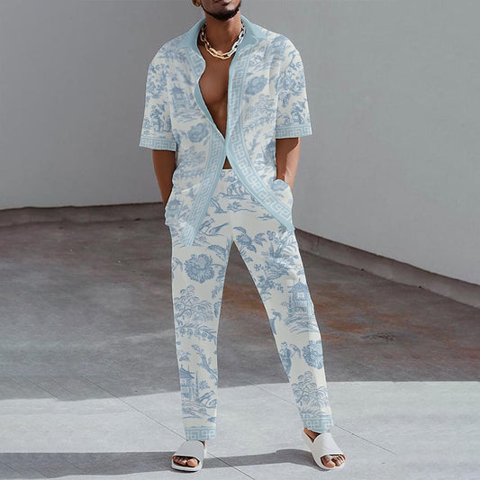 Men's Trendy Multi-color Long Sleeve Casual Suit Anzug Geldbörse & Co CCTZ1G231211F 2XL 