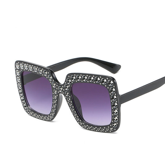 Grand cadre carré avec strass lunettes de soleil lunettes de personnalité style de rue mode lunettes d'été